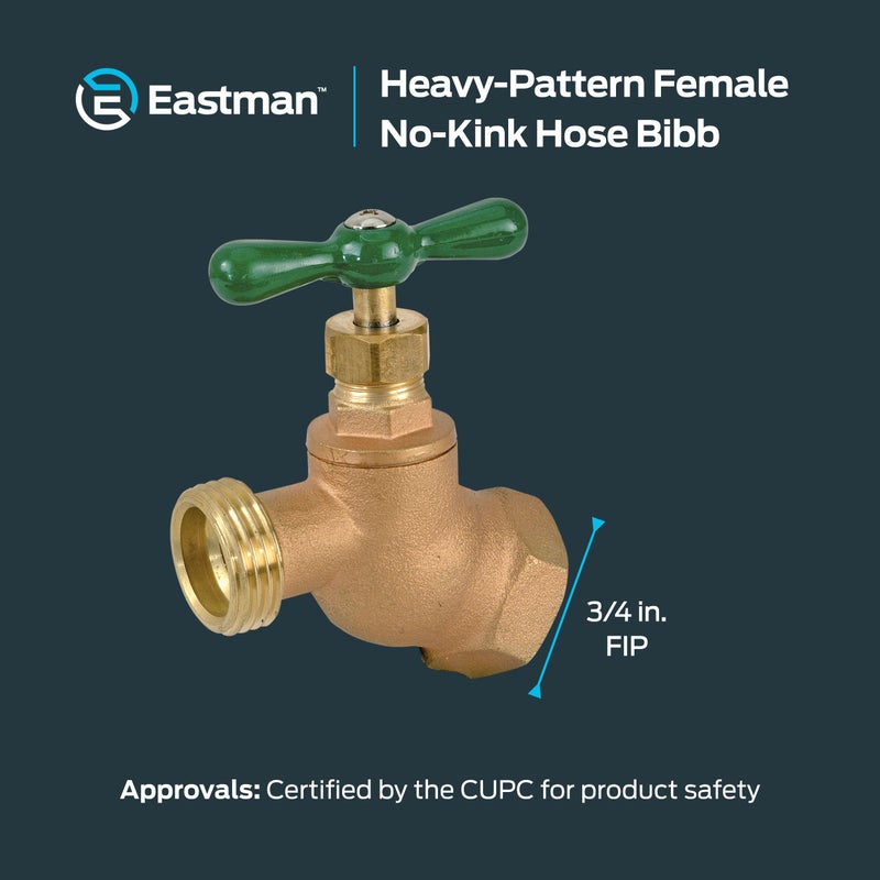 Eastman Heavy-Pattern Female No-Kink Hose Bibb, 3/4 Inch FIP Connection, Brass Plumbing Fitting, 48625 - Image 5